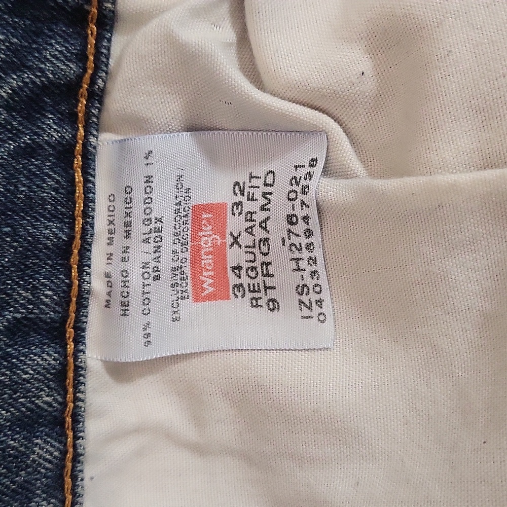💟 Wrangler Men's Straight Fit 34×32 Blue Jeans - Picture 3 of 4